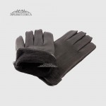 Перчатки мужские MFK Gloves M234 Кожа оленя Три декоративные строчки Подкладка флис Черные DEER BLACK Размер 11  Черный