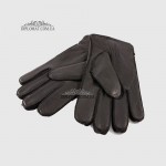 Перчатки мужские MFK Gloves M234 Кожа оленя Три декоративные строчки Подкладка флис Черные DEER BLACK Размер 11  Черный
