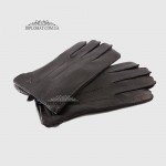 Перчатки мужские MFK Gloves M234 Кожа оленя Три декоративные строчки Подкладка флис Черные DEER BLACK Размер 11  Черный