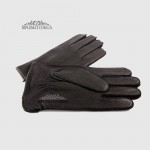 Перчатки мужские MFK Gloves M234 Кожа оленя Три декоративные строчки Подкладка флис Черные DEER BLACK Размер 11  Черный