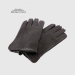 Перчатки мужские MFK Gloves M234 Кожа оленя Три декоративные строчки Подкладка флис Черные DEER BLACK Размер 10,5  Черный
