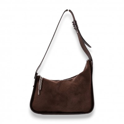 Сумка-Багет Женская Кожаная DVTEI 1105 BROWN Suede