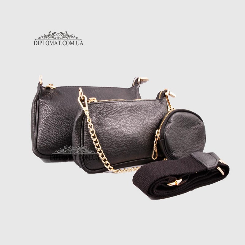 Сумка Женская Кожаная EMANUELA FERRETTI 85497D  BLACK floater Черный