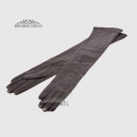 Перчатки женские Кожа Ягненок Длинные 55 см Подкладка Шелк HARMON 2097 Черный SMOOTH SKIN size 6,5 Черный