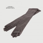 Перчатки женские Кожа Ягненок Длинные 55 см Подкладка Шелк HARMON 2097 Черный SMOOTH SKIN size 6,5 Черный