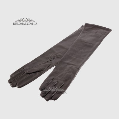 Перчатки женские Кожа Ягненок Длинные 55 см Подкладка Шелк HARMON 2097 ЧерныйLAMB BLACK Размер 8