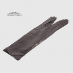 Перчатки женские Кожа Ягненок Длинные 55 см Подкладка Шелк HARMON 2097 Черный SMOOTH BLACK  6 Черный