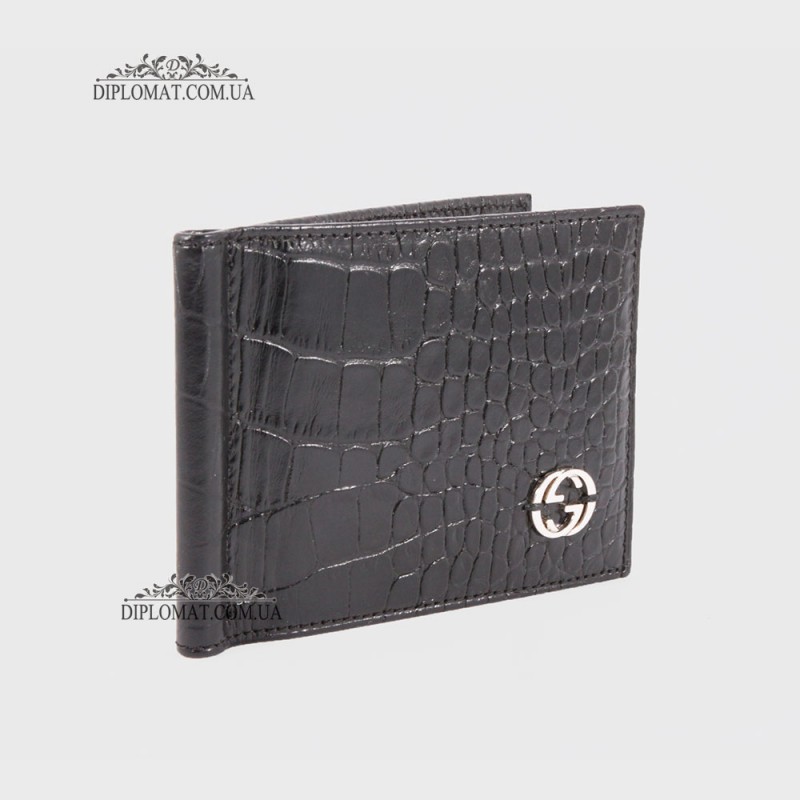 Зажим для денег GUCCI 1228  CROCO BLACK 