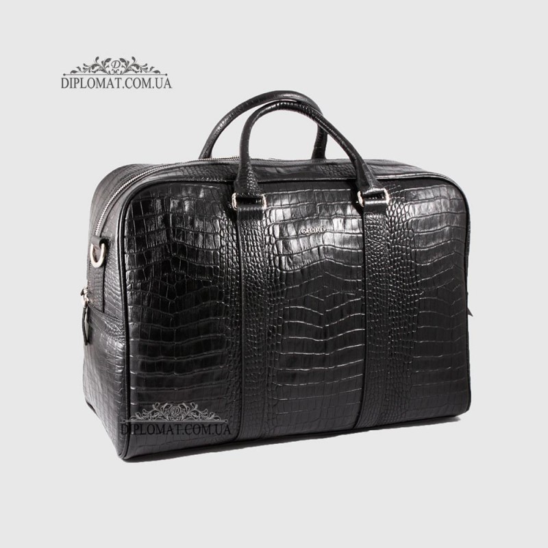 Сумка Дорожная Кожаная GUARD 10134  CROCO BLACK 