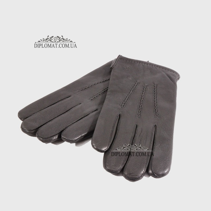 Перчатки мужские Кожаные Олень Подкладка Шерсть HARMON 656 Черный DEER BLACK 10 Черный