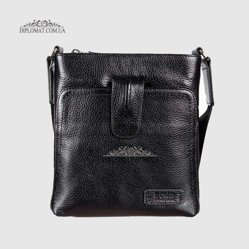 Сумка мужская Через плечо Кожаная BOND NON 1031  281 BLACK Черный Черный