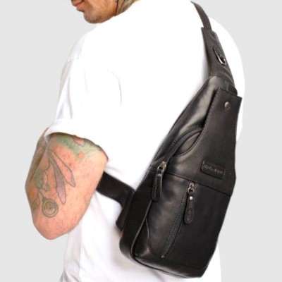 Сумка-слинг рюкзак через одно плечо HILL BURRY 6101 Crazy Horse Black