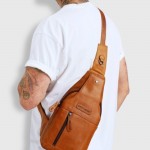 Сумка-слинг рюкзак через одно плечо HILL BURRY 6101  Crazy Horse L.Brown Светло Коричневый