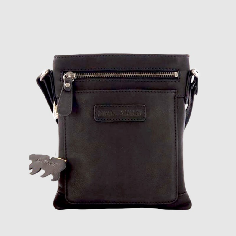 Небольшая компактная сумка через плечо HILL BURRY 3098HB  Crazy Horse Black 