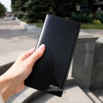 Кошелек для телефона мужской из натуральной кожи на магните KARYA 1097  1 Black Черный