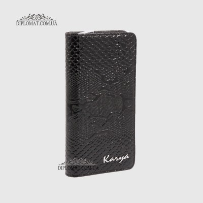 Кошелек на молнии KARYA 1126 с отделением для телефона и денег013 Лаковый
