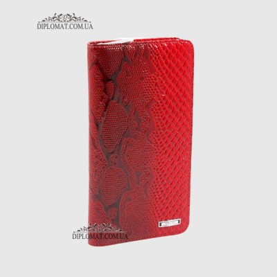 Кошелек на молнии KARYA 1126 с отделением для телефона и денег019 RED Lack