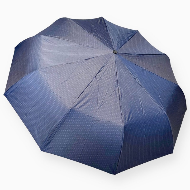 Зонт Автомат Три Слона L34033 синий в полоску Ручка-крюк Кожаная  Polyester D.BLUE Синий