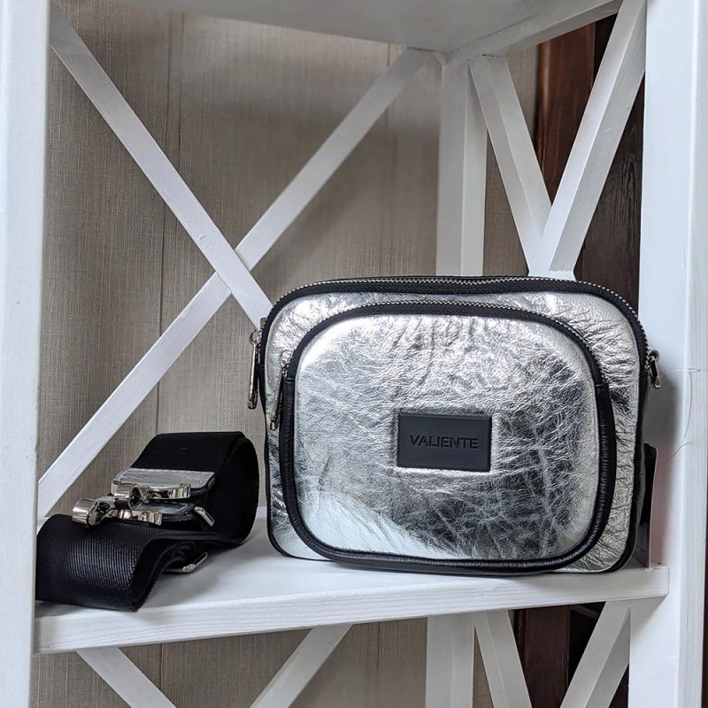 Сумка Женская кросс боди VALIENTE 1041 Два отделения на молнии SAUVAGE black Shantal Silver 
