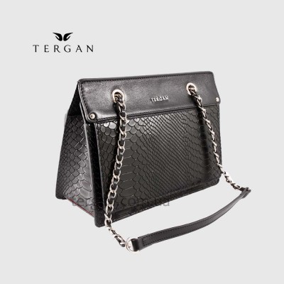 Сумка Женская Кожаная TERGAN 79486 Средняя На цепочкеSIYAH PITON/SIYAH RUSTIC Черный