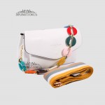 Сумка Женская EMANUELA FERRETTI 81012 Кросс боди Кожаная  WHITE floater Белый/Бежевый