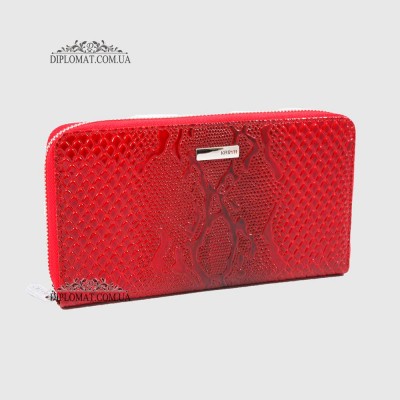 Кошелек на молнии KARYA 1118 Кожаный 019 RED Lack