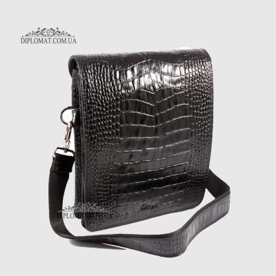 Сумка планшет мужская из натуральной кожи KARYA 0366 53 Black Croco