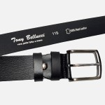 Ремень для джинс кожаный TONY BELLUCCI TB-600- 893 BLACK Черный 