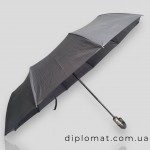 Зонт Автомат Три Слона L34033 серый в клетку Ручка-крюк Кожаная  Polyester D.GREY Серый