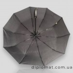 Зонт Автомат Три Слона L34033 серый в клетку Ручка-крюк Кожаная  Polyester D.GREY Серый