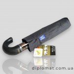 Зонт Автомат Три Слона L34033 серый в клетку Ручка-крюк Кожаная  Polyester D.GREY Серый