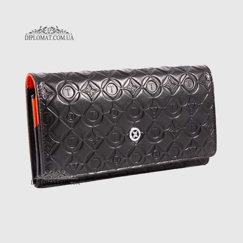 Кошелек женский кожаный TERGAN 5779  SIYAH PALERMO/ORANGE ATLANTIS 