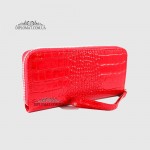 Кошелек на молнии CANPELLINI 706 Кожаный С петелькой на руку 142 RED CROCO LAK Красный  Красный