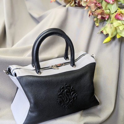Сумка Женская Кожаная VALIENTE 716 FLOATER BLACK & BEIGE