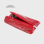 Ключница KARYA 052  с двумя отделами на молнии из натуральной кожи  075 Красный/Розовый