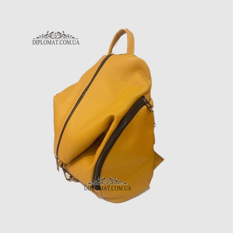 Рюкзак женский DIVITEI 1117 На три отделения на молнии YELLOW FLOATER Желтый