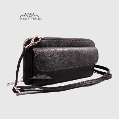 Кошелек-Клатч Под телефон EMANUELA FERRETTI 010721_2  На молнии С Ремнем через плечоBLACK floater