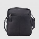 Сумка мужская через плечо HILL BURRY 7030HB среднего размера Crazy Horse Black 