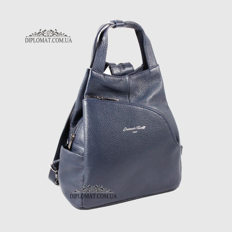 Рюкзак женский EMANUELA FERRETTI 562047 С карманом на молнии D.BLUE  floater Синий