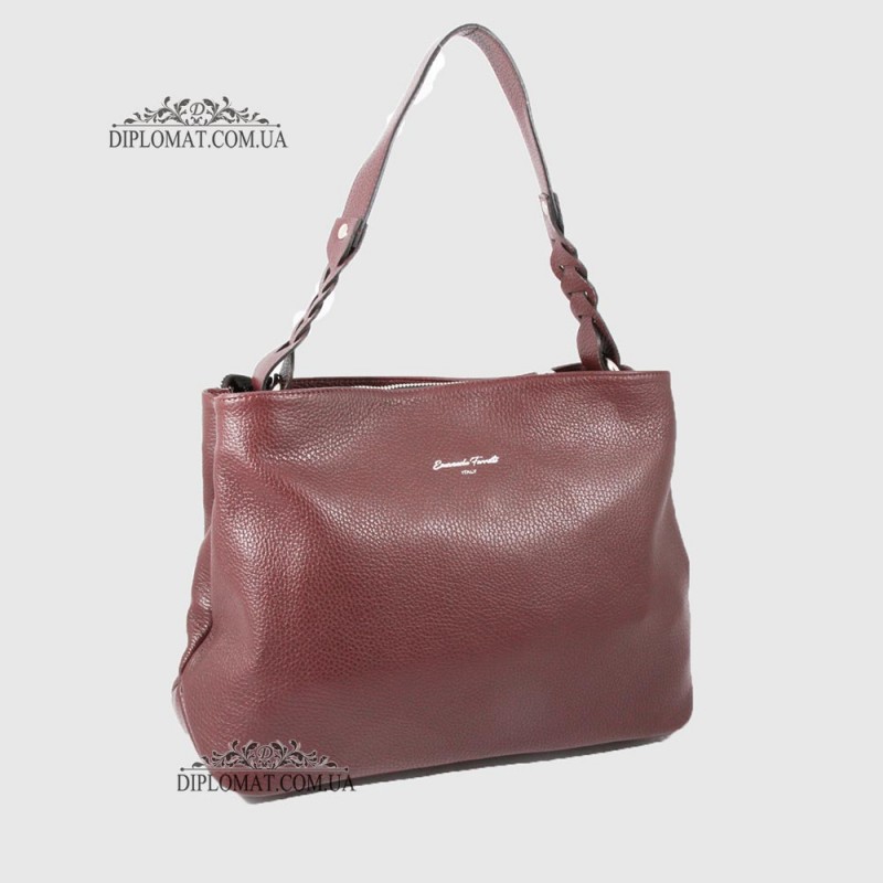 Сумка Женская EMANUELA FERRETTI 560093 Кожаная на плечо BORDO floater Бордовый/Пурпурный