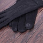 Перчатки мужские DE ESSE DM24127-1T сенсорные, с экозамши на флисе, черные  FAUX SUEDE Размеры 9-12 