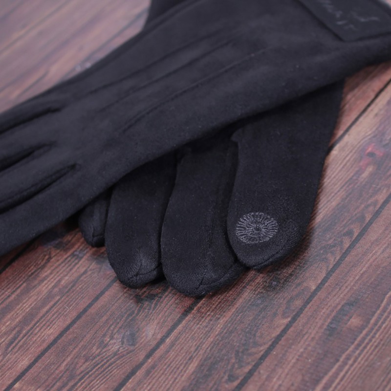 Перчатки мужские DE ESSE DM24127-1T сенсорные, с экозамши на флисе, черные  FAUX SUEDE Размеры 9-12 