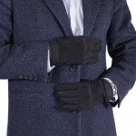 Перчатки мужские DE ESSE DM24127-1T сенсорные, с экозамши на флисе, черные  FAUX SUEDE Размеры 9-12 