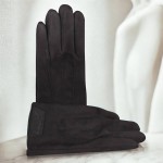 Перчатки мужские DE ESSE DM24127-1T сенсорные, с экозамши на флисе, черные  FAUX SUEDE Размеры 9-12 