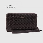 Клатч мужской Кожаный на молнии GUARD 3031  SIYAH ORGU BASKI Черный Черный