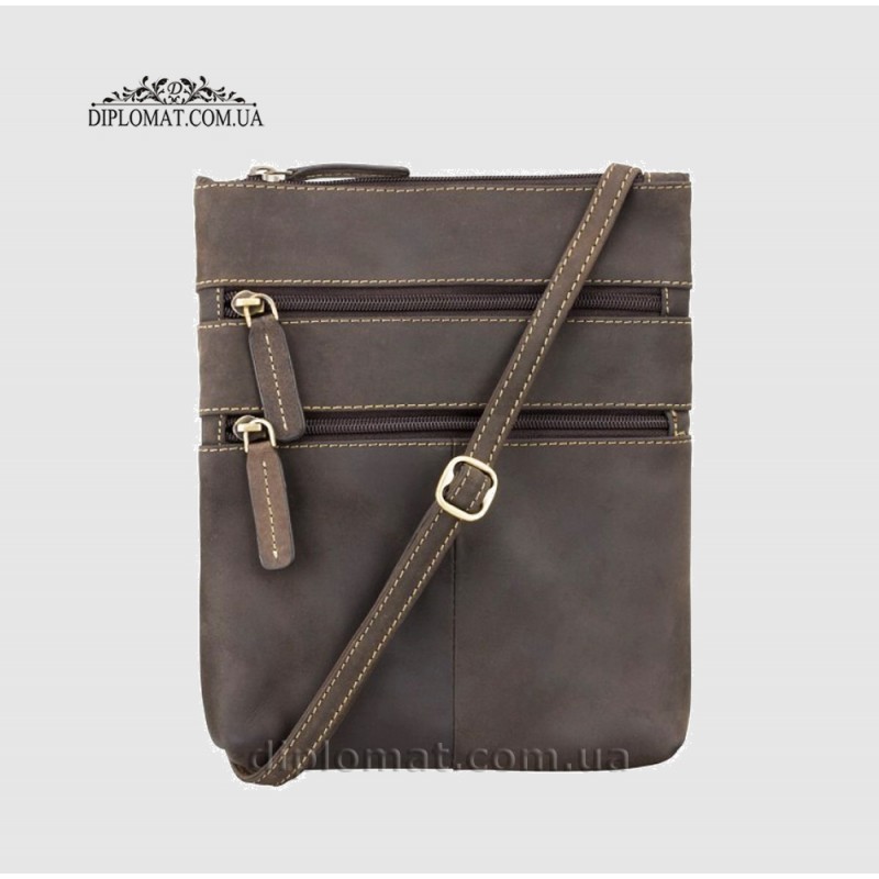 Сумка мужская Через плечо VISCONTI 18606 Slim Bag Кожаная Oil Brown Коричневый Коричневый