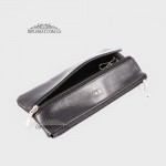 Ключница TERGAN 0157 Кожаная на молнии с двумя отделениями для ключей среднегоо размера  SIYAH RUSTIC Черный