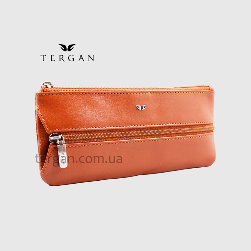Ключница TERGAN 0157 Кожаная на молнии с двумя отделениями для ключей среднегоо размера  06TABA RUSTIC Коричневый