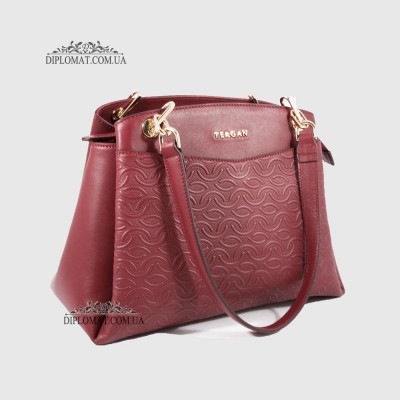 Сумка женская кожаная на плечо TERGAN 79132 BORDO NAPPA Бордовый