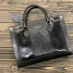 Сумка Женская Кожаная TERGAN 21380 для документов А4 и ноутбука SIYAH PYTHON/SIYAH RUSTIC Темно Коричневый